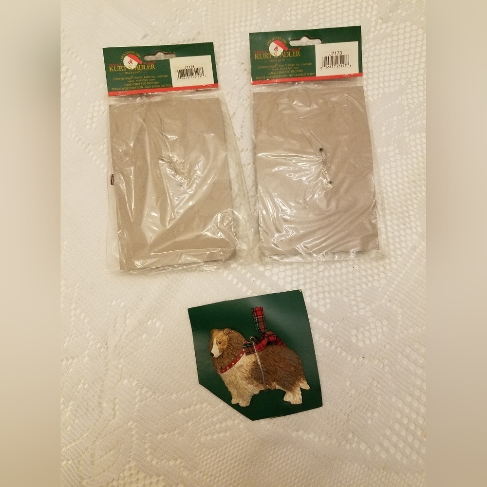 Set of 3 Kurt Adler Dandy Dogs Holiday Christmas Ornaments - Picture 5 of 11